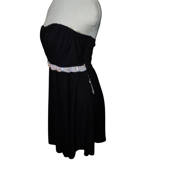 Vintage Janté Black Strapless Dress Rhinestone Waistband Made in USA Size L - Picture 2 of 7